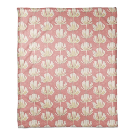 Pink Floral Pattern 50" x 60" Coral Fleece Blanket